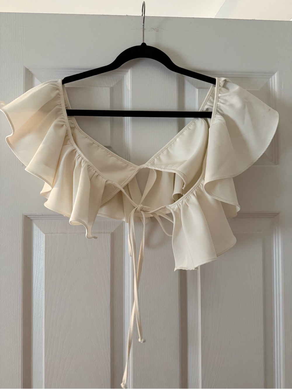 REVOLVE Ruffled Off-Shoulder Crop Top - Cream - Picture 2 of 5